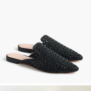 J. Crew Pointed Toe Woven Slides Women's Black Mules Size 6.5